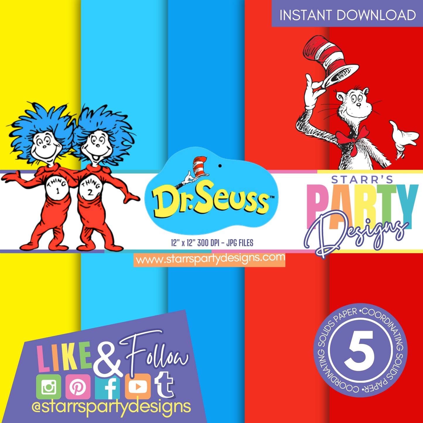 PAQUETE DE PAPEL DIGITAL SÓLIDOS DEL DR. SEUSS