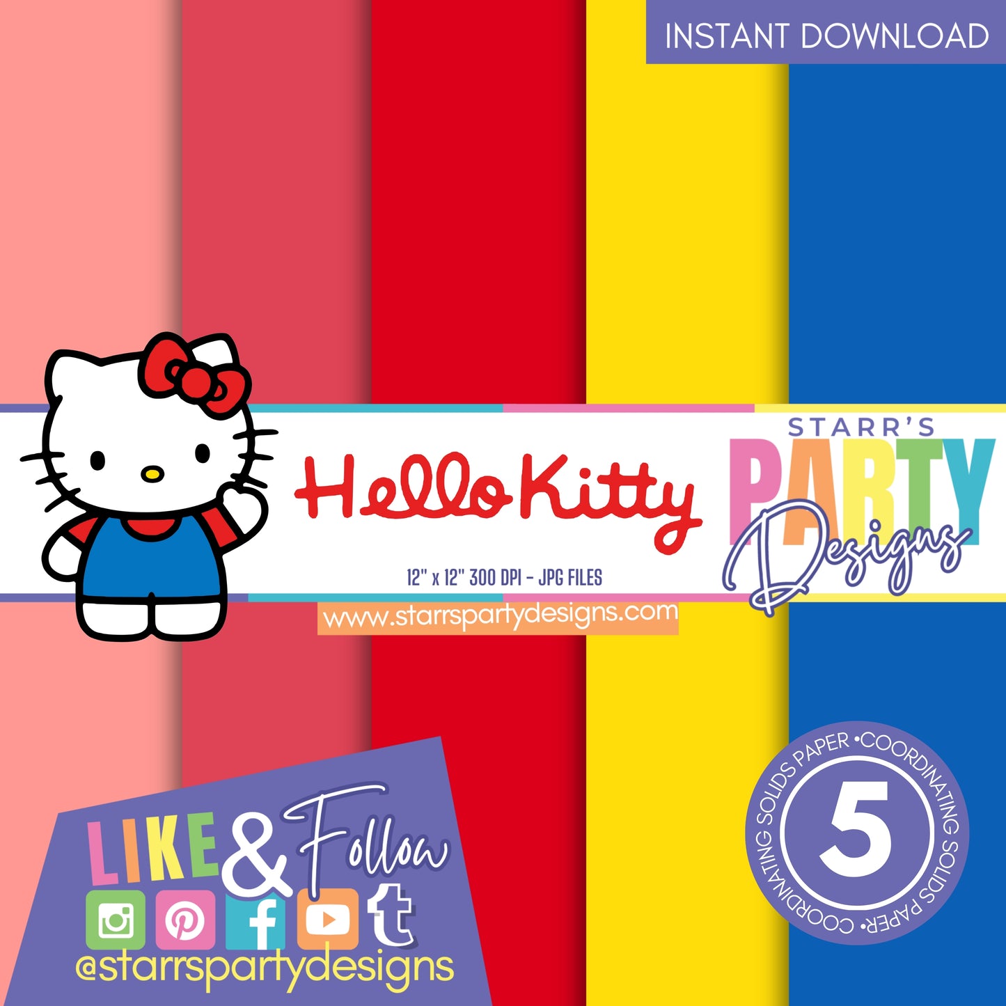 PAQUETE DE PAPEL SÓLIDO ROJO DE HELLO KITTY
