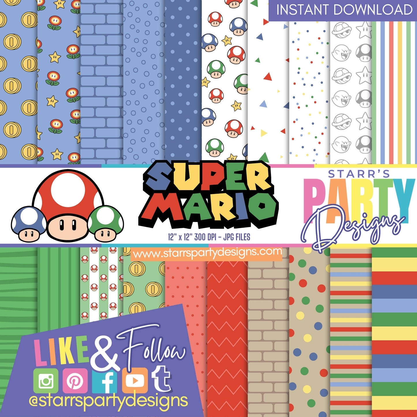 PAQUETE DE PAPEL SUPER MARIO 1