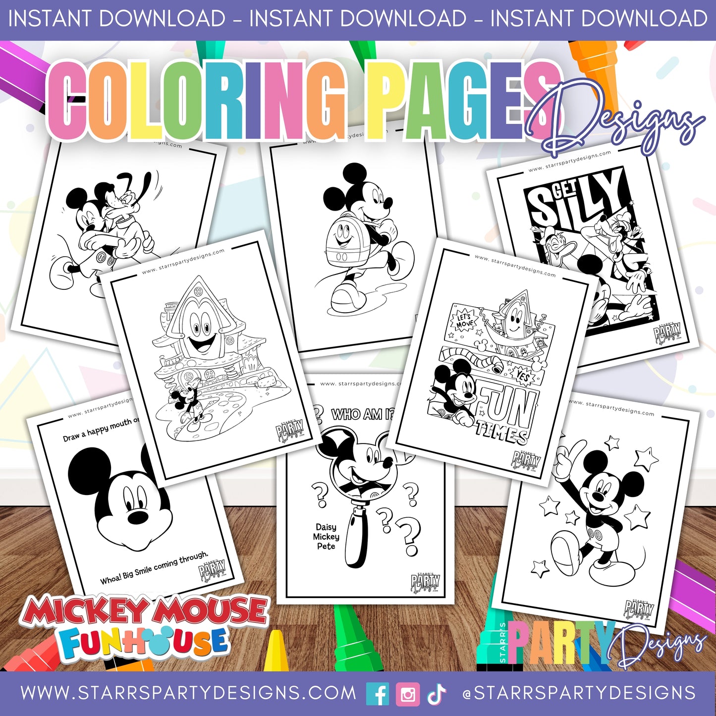 PAGINAS PARA COLOREAR DE LA CASA DE LA DIVERSIÓN DE MICKEY MOUSE 1