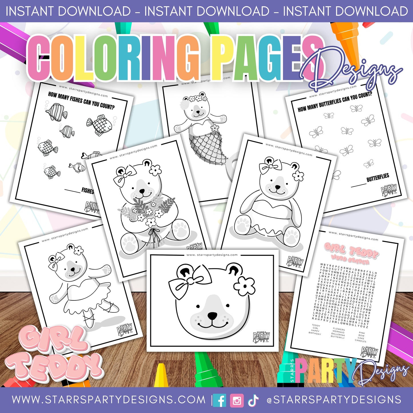 PAGINAS PARA COLOREAR DE OSITO DE NIÑA