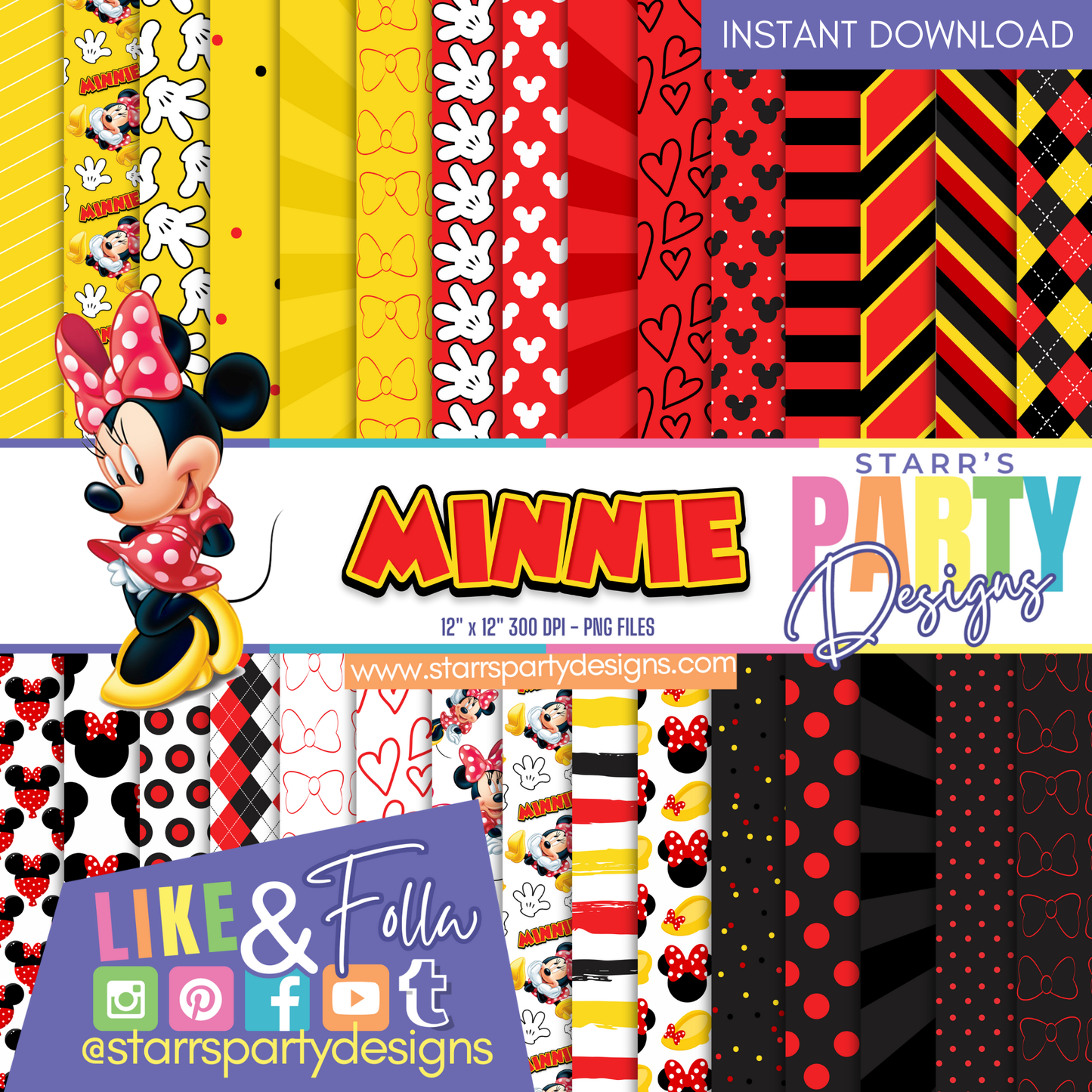 RED MINNIE MOUSE PAPER PACK 1