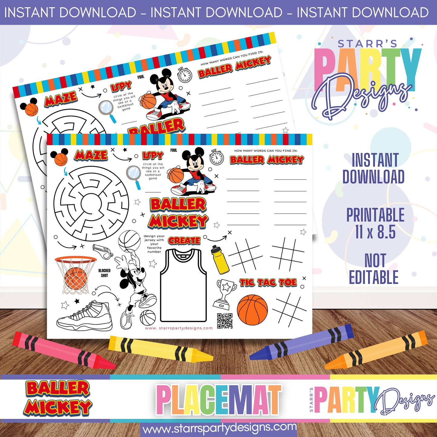PLACEMAT ACTIVITY SHEET | BALLER MICKEY A1