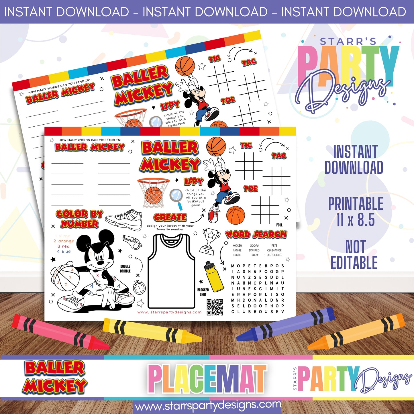 PLACEMAT ACTIVITY SHEET | BALLER MICKEY A2