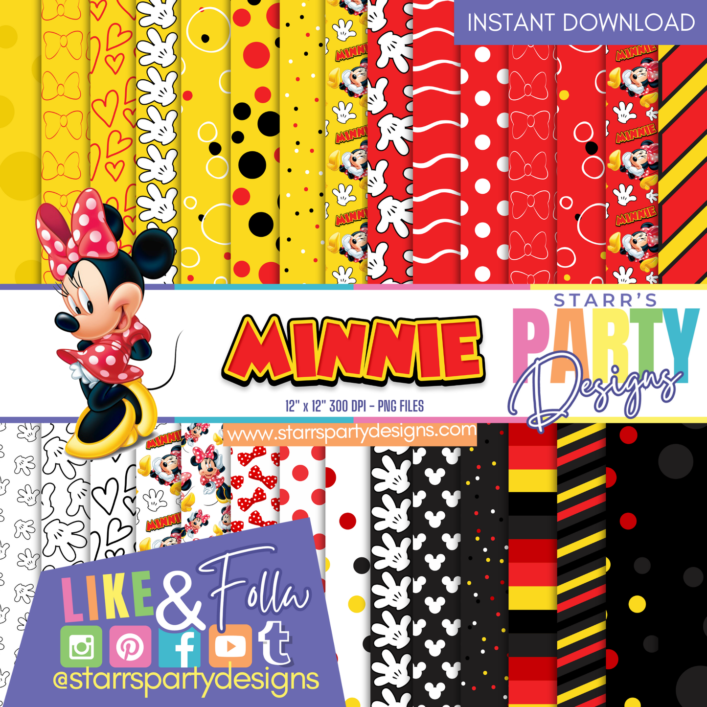RED MINNIE MOUSE PAPER PACK 2