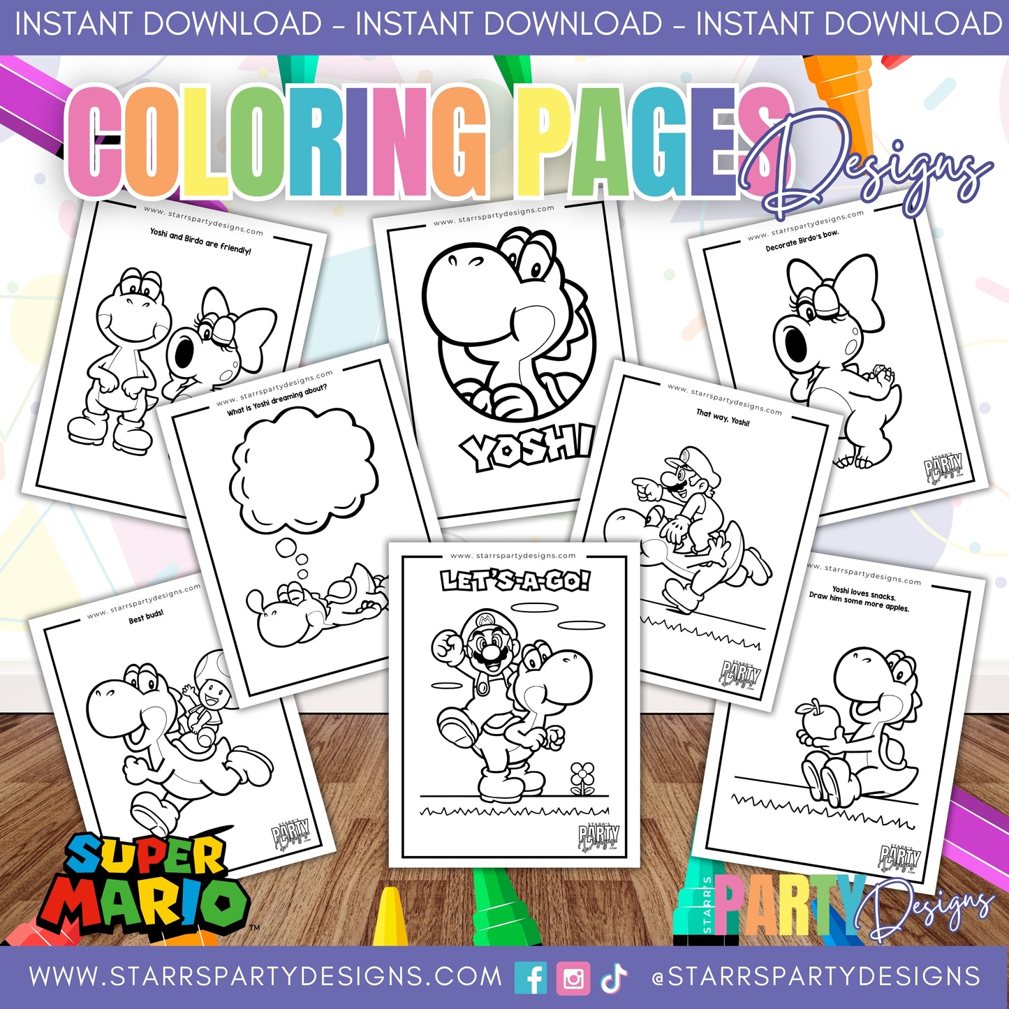 YOSHI AND BIRDO COLORING PAGES
