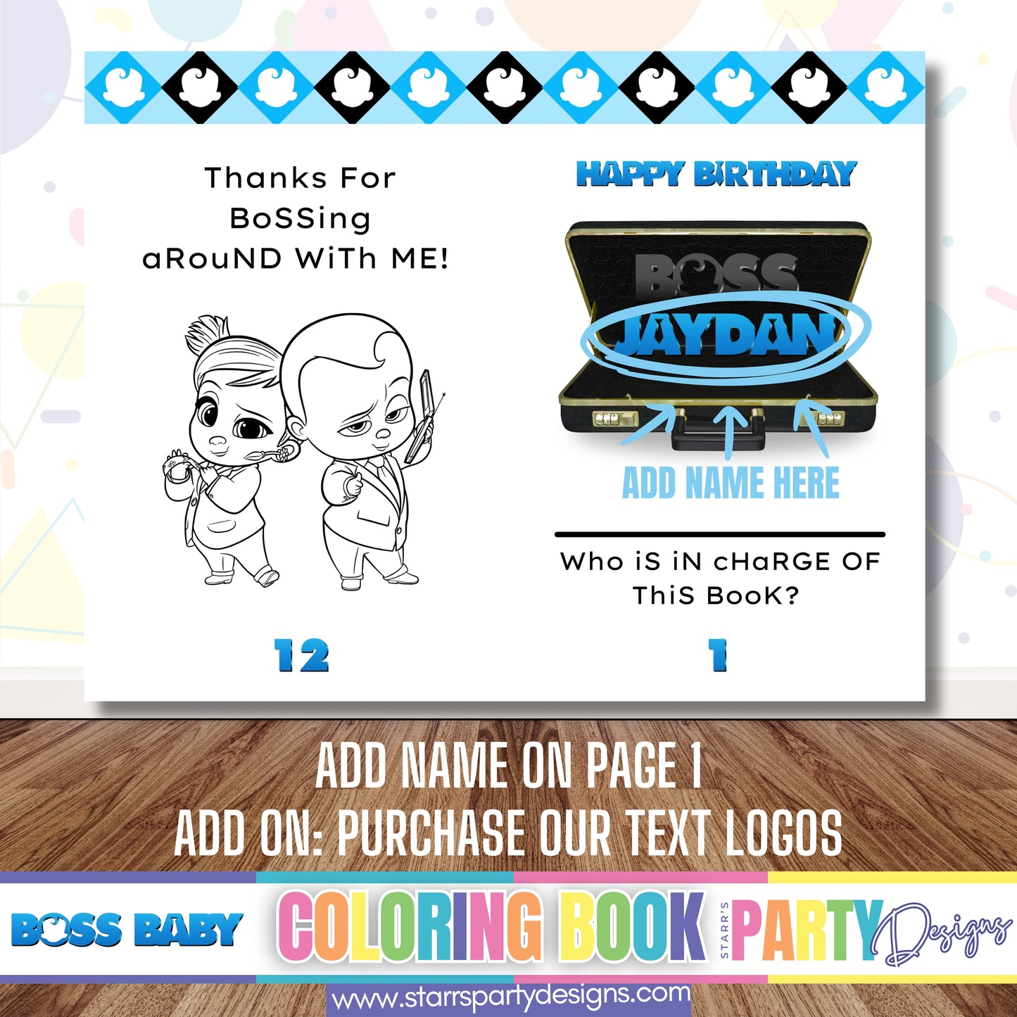 COLORING ACTIVITY BOOK (DESIGN ONLY)| BOSS BABY
