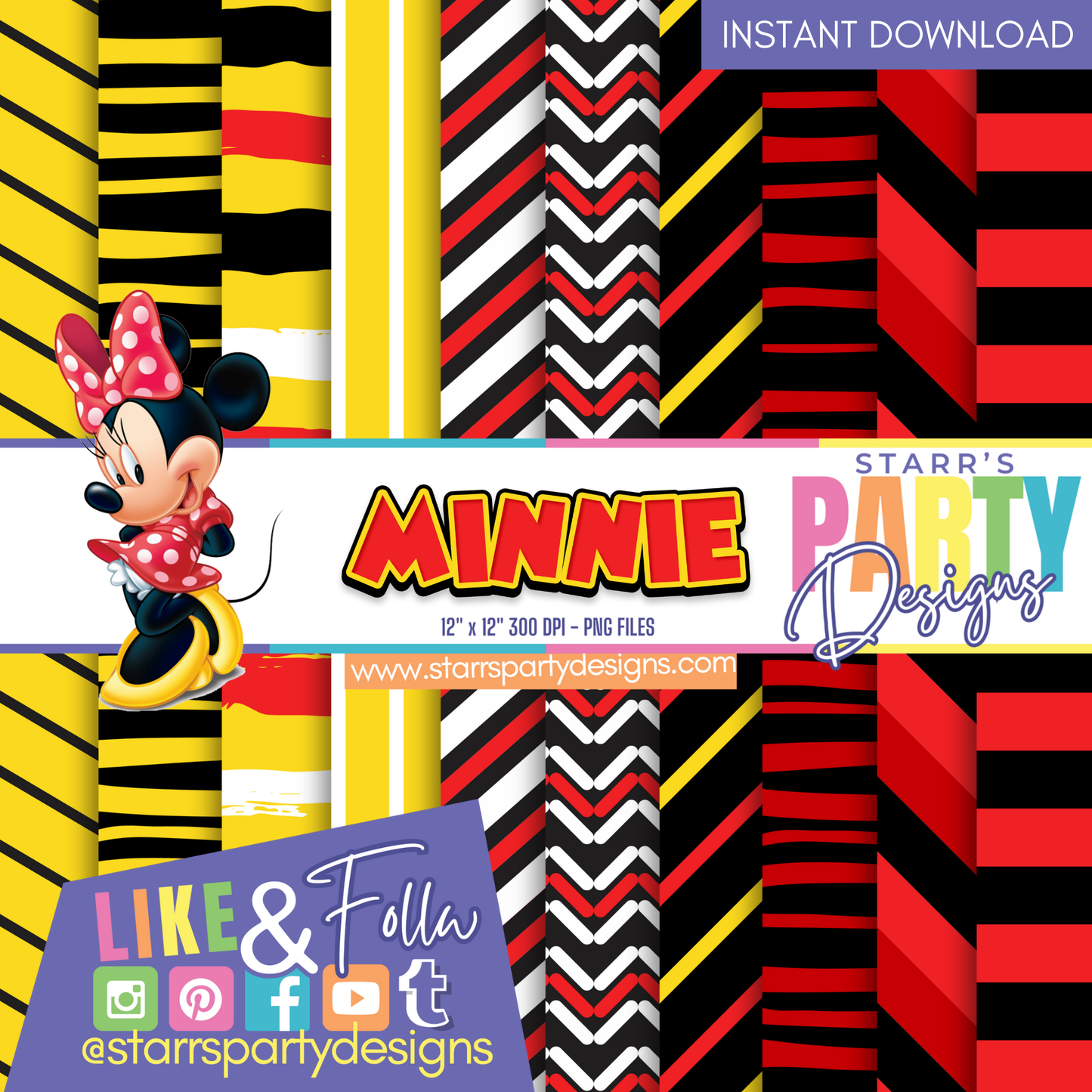 RED MINNIE MOUSE STRIPES PAPER PACK