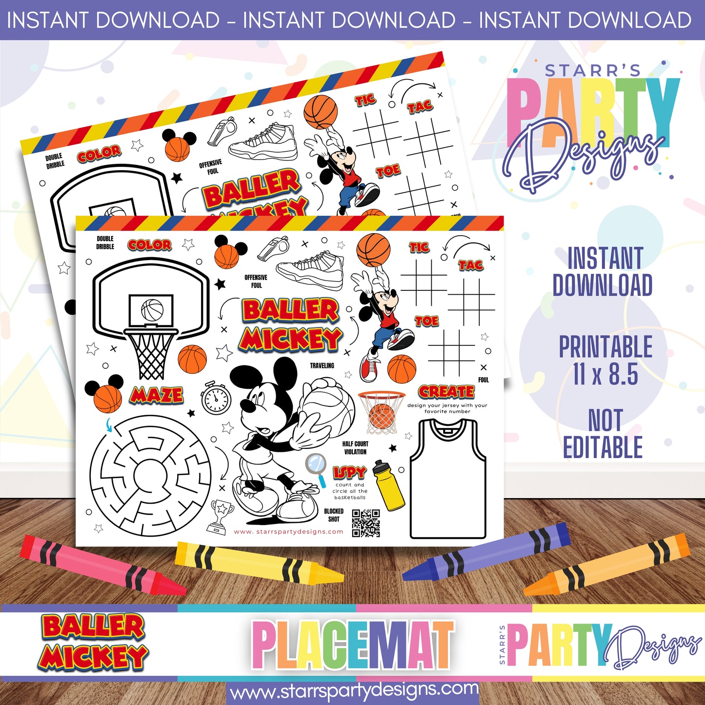 PLACEMAT ACTIVITY SHEET | BALLER MICKEY A3