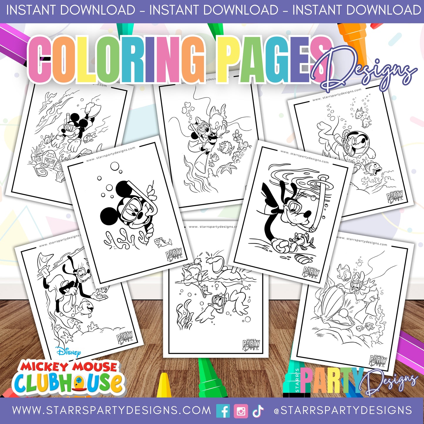 MICKEY Y SUS AMIGOS EN LA PLAYA PARA COLOREAR 1