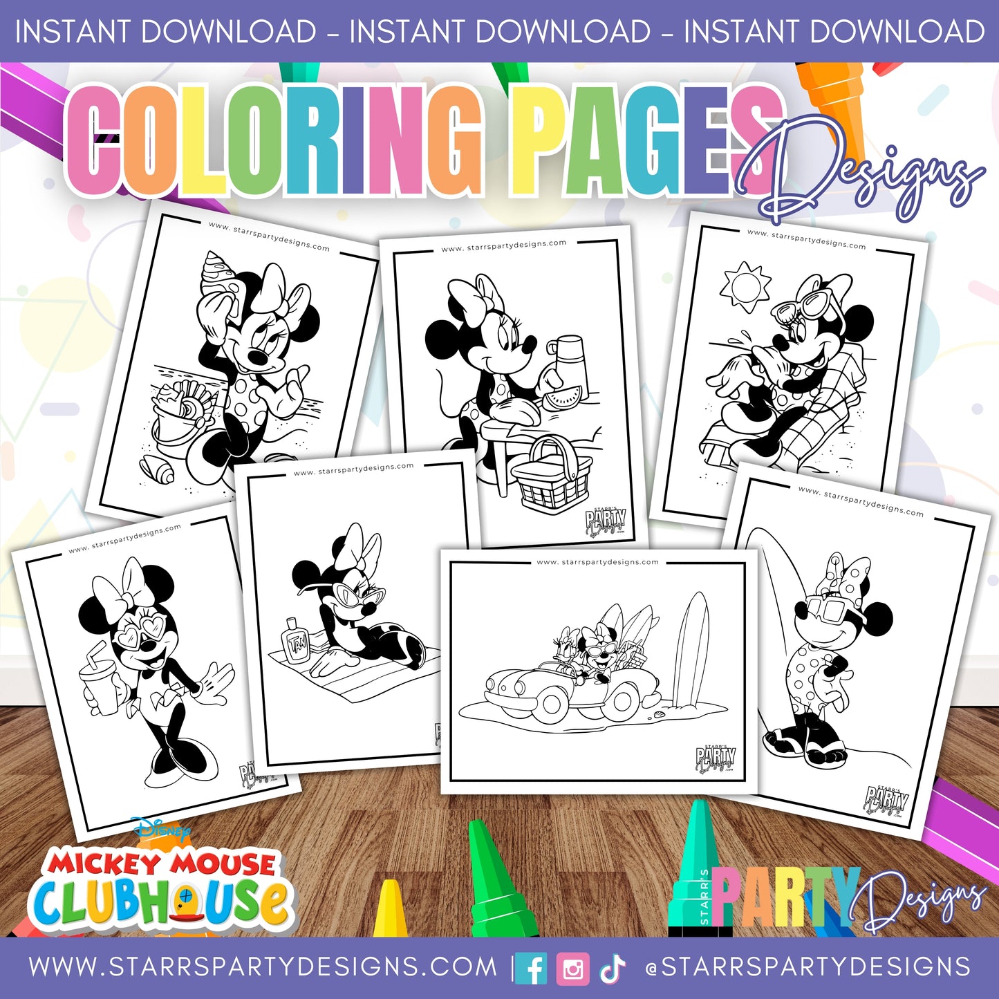 PAGINAS PARA COLOREAR DE MINNIE EN LA PLAYA 1