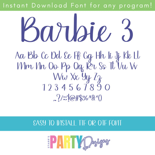 BARBIE 3 REGULAR FONT