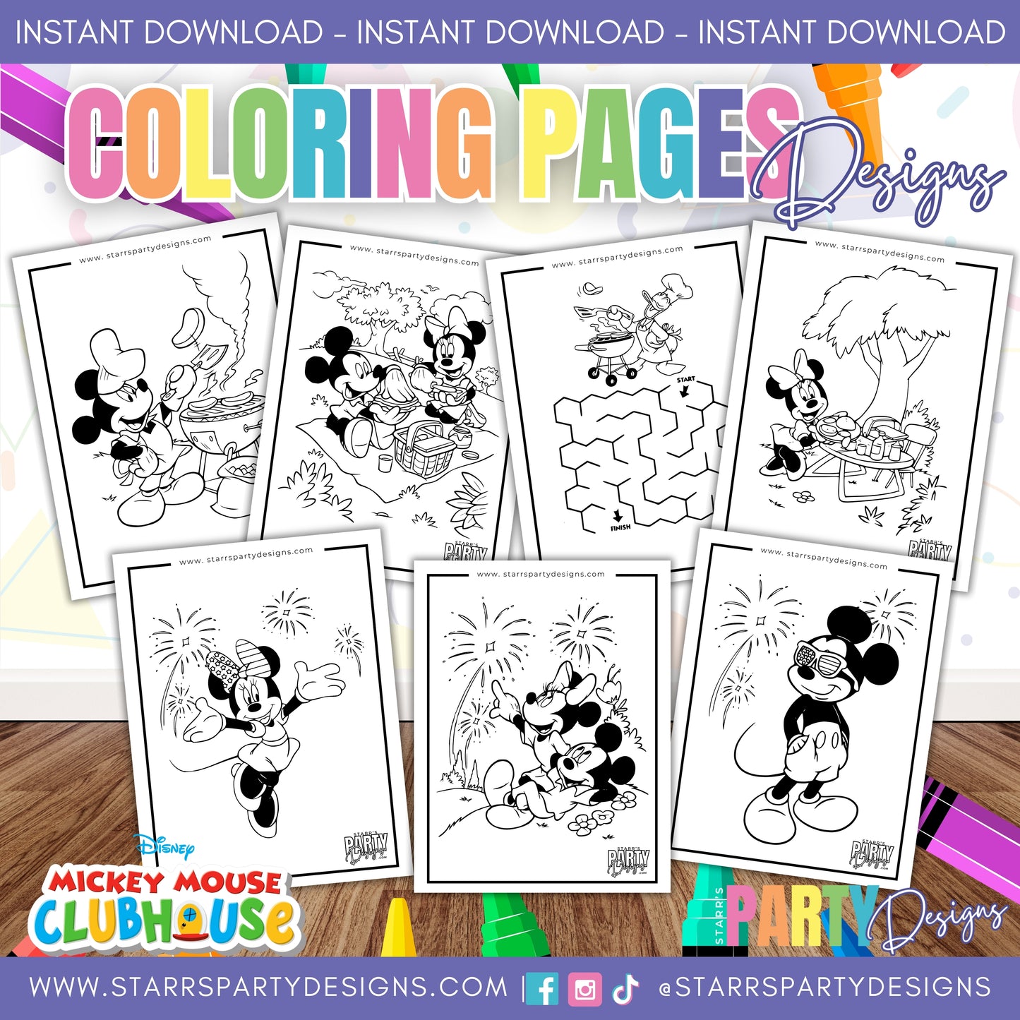 CUATRO DE JULIO CON MICKEY PARA COLOREAR 1