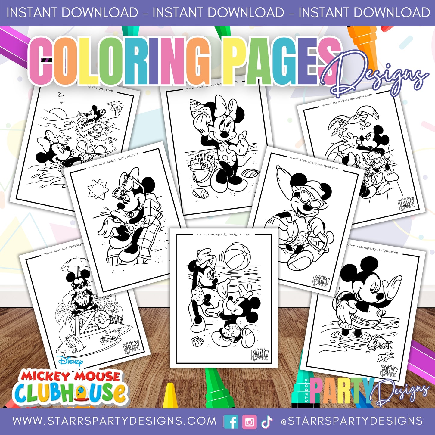 PAGINAS PARA COLOREAR DE MICKEY Y MINNIE EN LA PLAYA 1