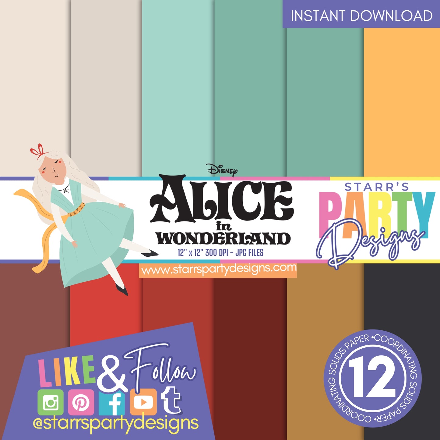 ALICE IN WONDERLAND 2 SOLIDS PAPER PACK