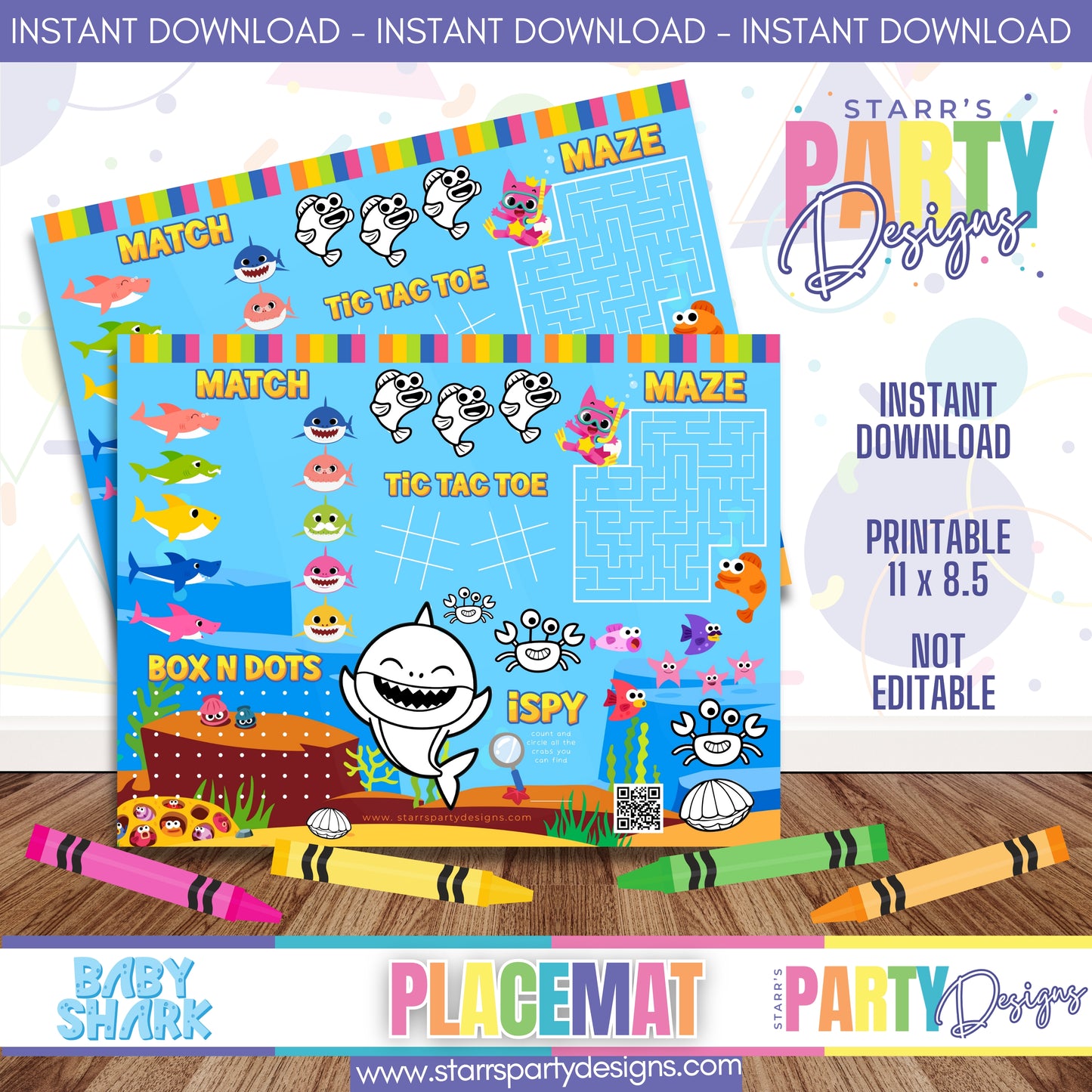 PLACEMAT ACTIVITY SHEET | BABY SHARK A1