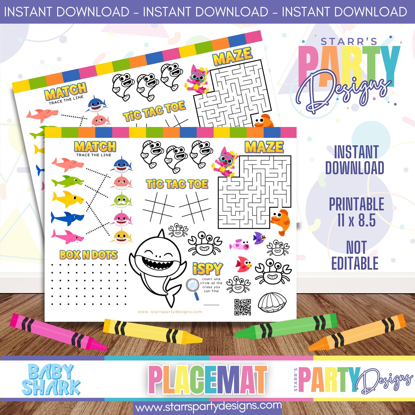 PLACEMAT ACTIVITY SHEET | BABY SHARK A2
