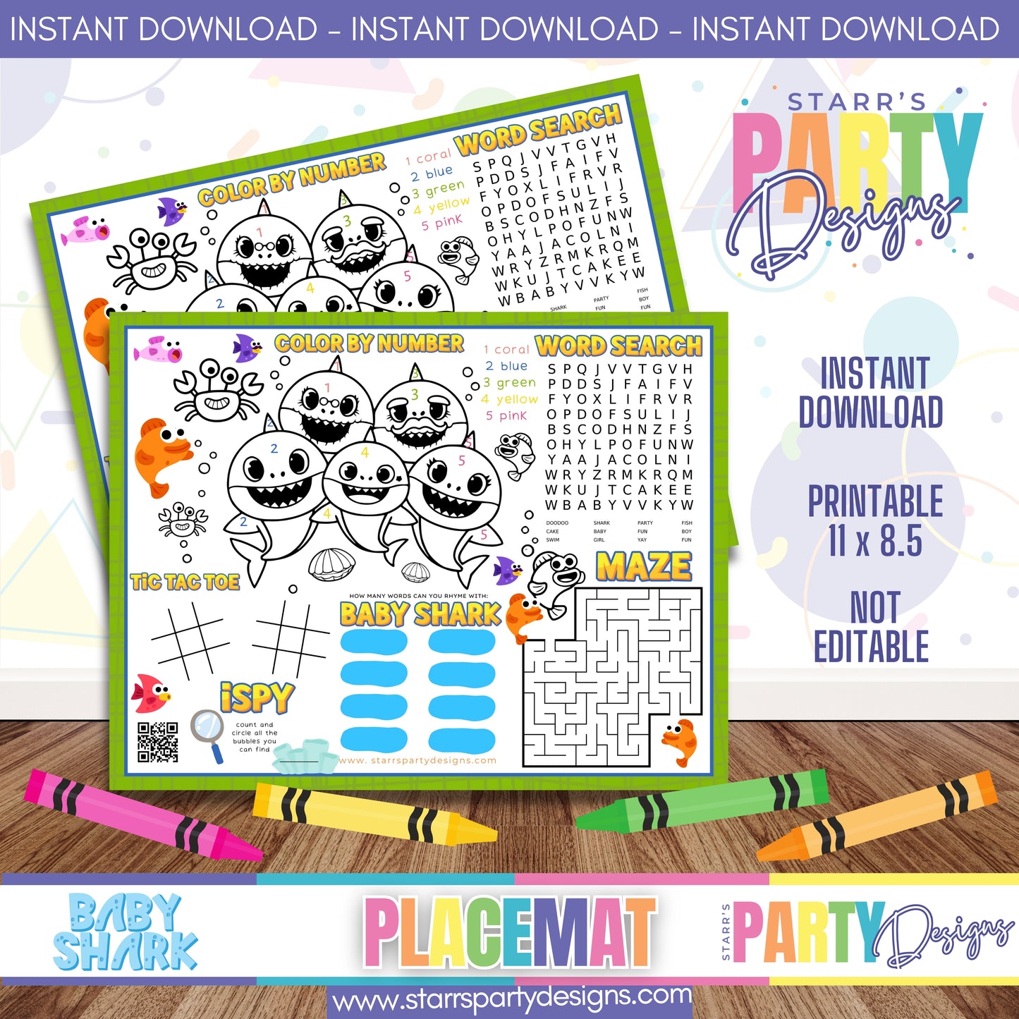 PLACEMAT ACTIVITY SHEET | BABY SHARK B2