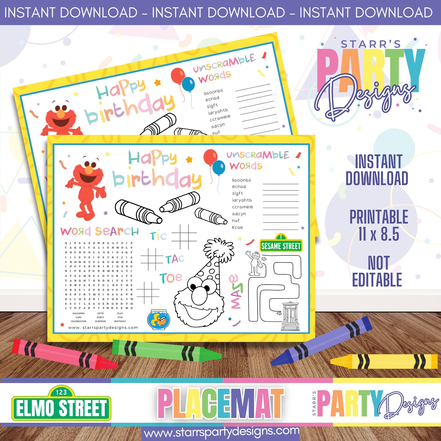 PLACEMAT ACTIVITY SHEET | ELMO A2
