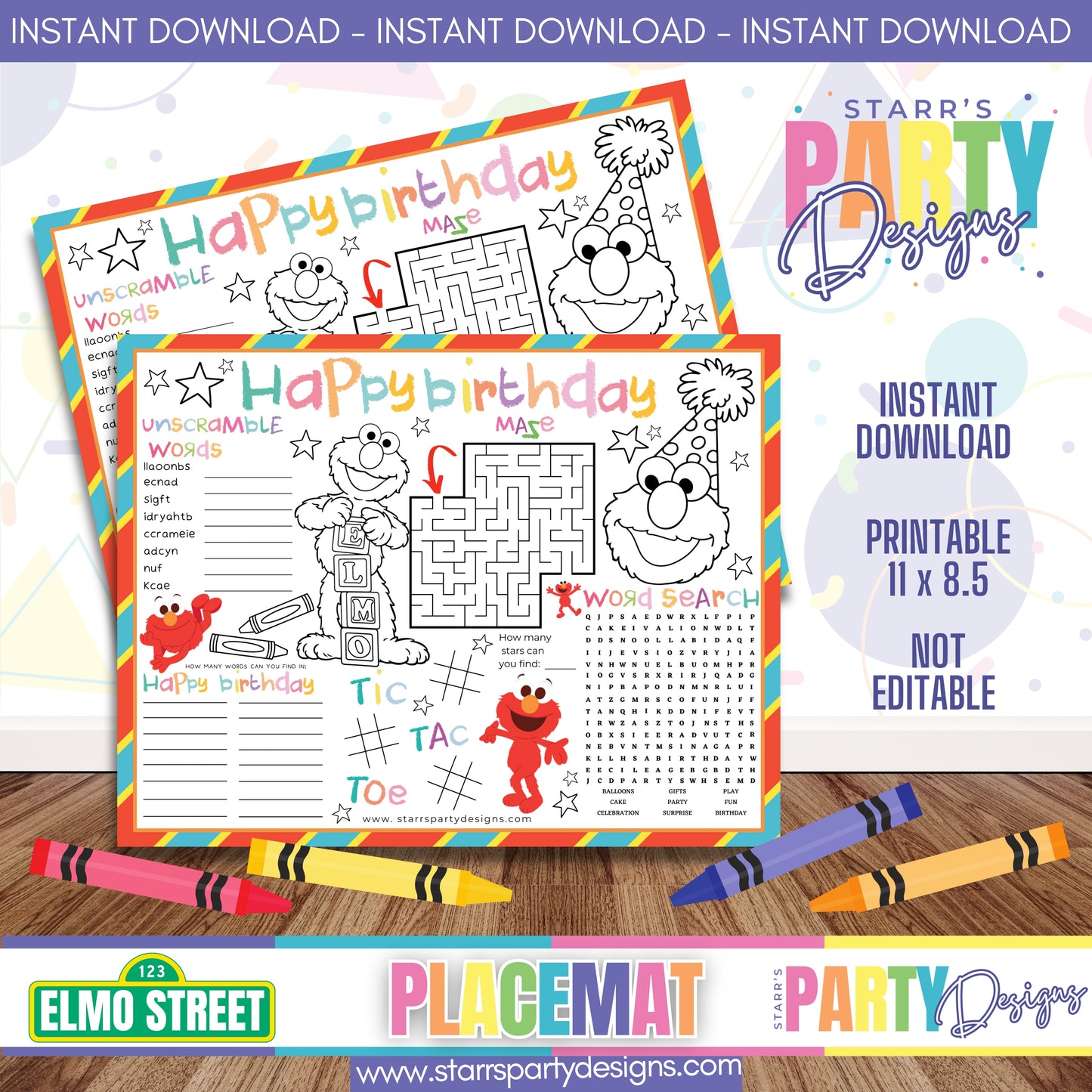 PLACEMAT ACTIVITY SHEET | ELMO A1