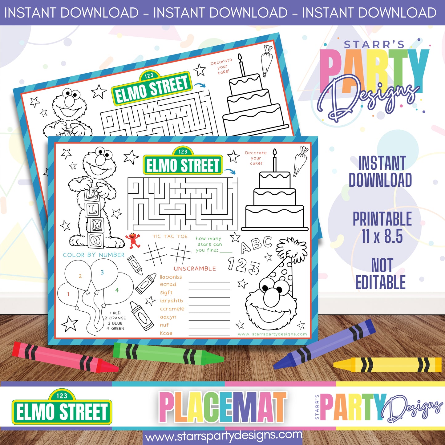 PLACEMAT ACTIVITY SHEET | ELMO A3