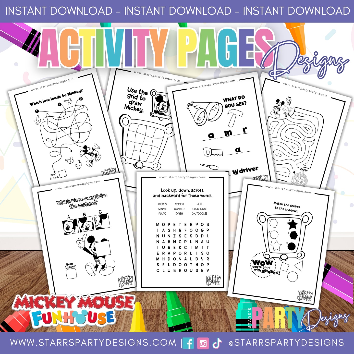 PÁGINAS DE ACTIVIDADES DE LA CASA DE LA DIVERSIÓN DE MICKEY MOUSE 1