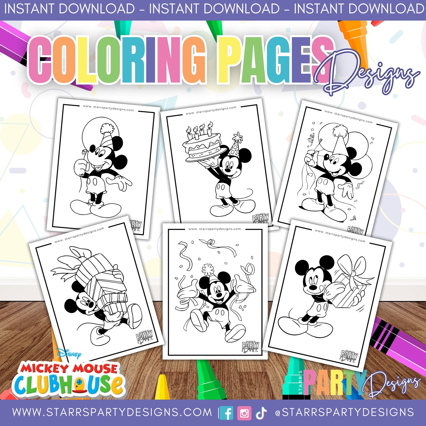 FIESTA CON MICKEY PARA COLOREAR