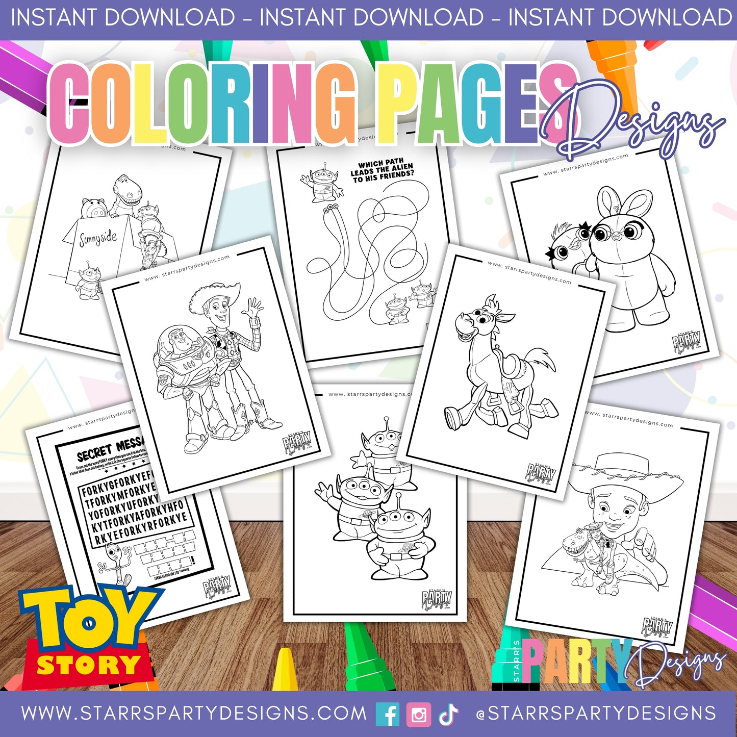 TOY STORY COLORING PAGES A3