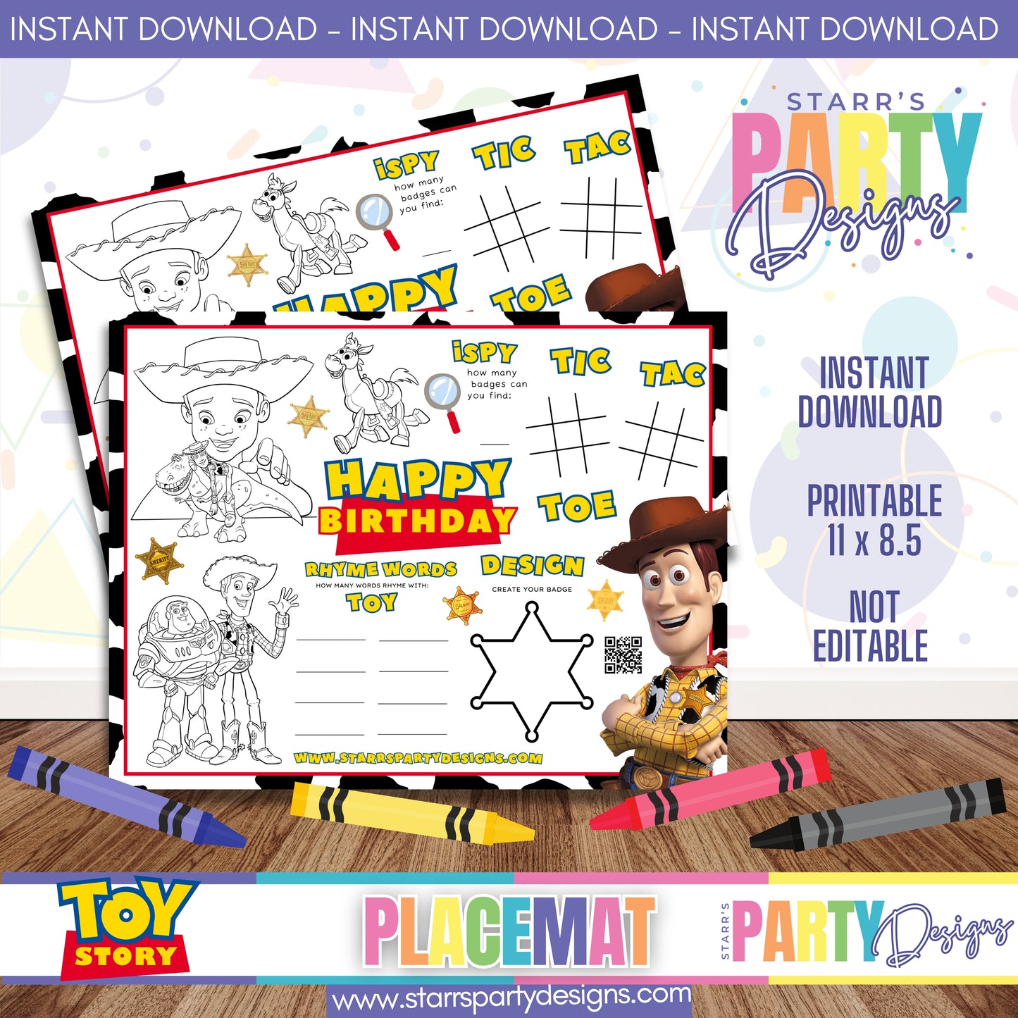 PLACEMAT ACTIVITY SHEET | TOY STORY B1
