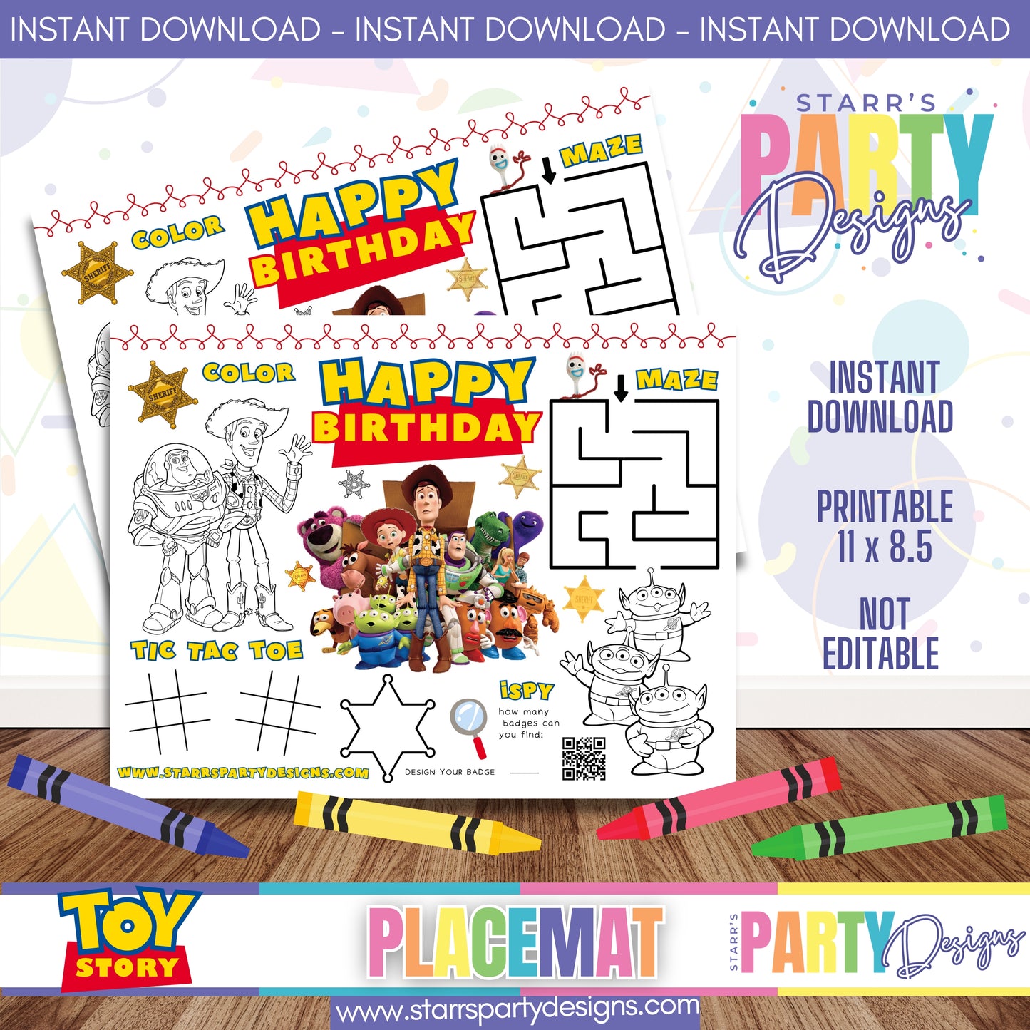 PLACEMAT ACTIVITY SHEET | TOY STORY A1