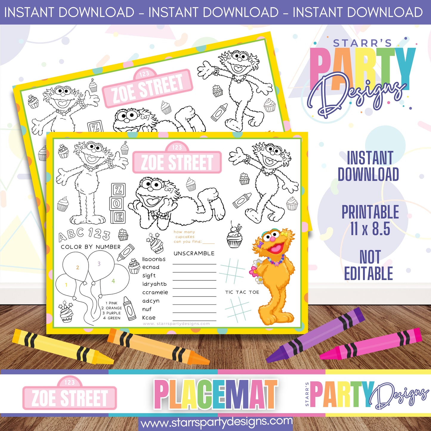 PLACEMAT ACTIVITY SHEET | ZOE A2