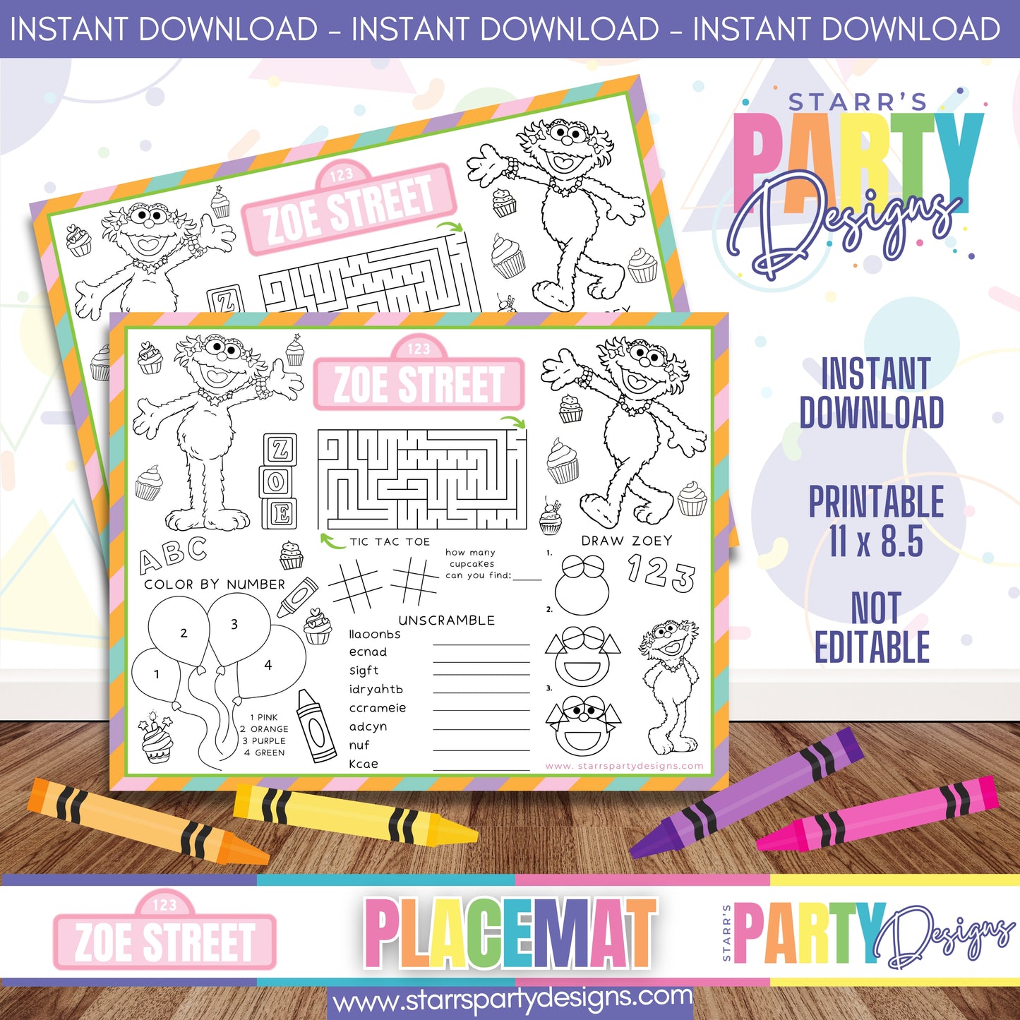 PLACEMAT ACTIVITY SHEET | ZOE A1