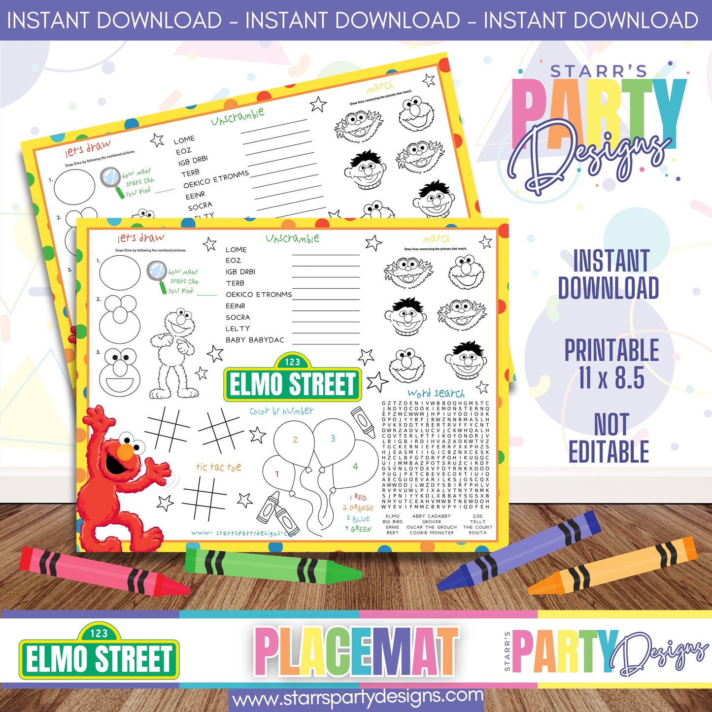 PLACEMAT ACTIVITY SHEET | ELMO A4