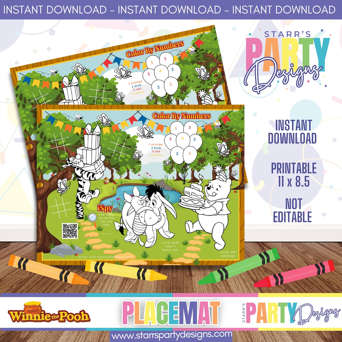 PLACEMAT ACTIVITY SHEET | WINNIE THE POOH FULL COLOR A1