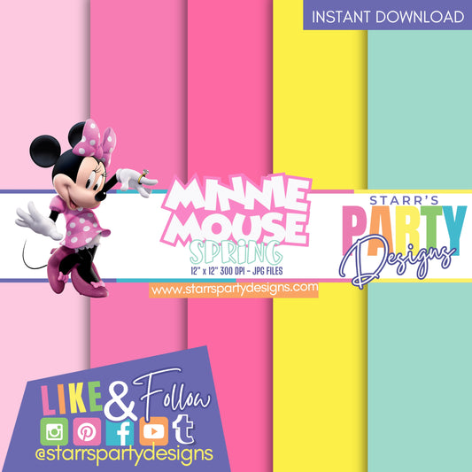 PAQUETE DE PAPEL DE PRIMAVERA DE SÓLIDOS DE MINNIE MOUSE
