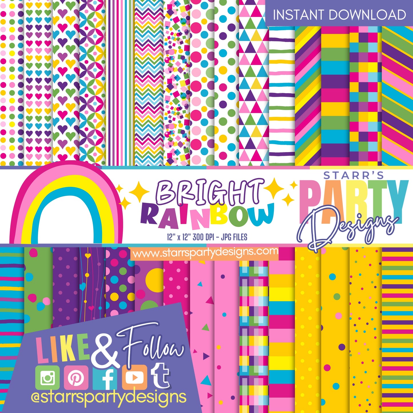 BRIGHT RAINBOW PAPER PACK