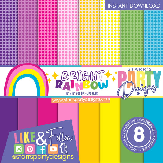 BRIGHT RAINBOW SOLIDS PAPER PACK