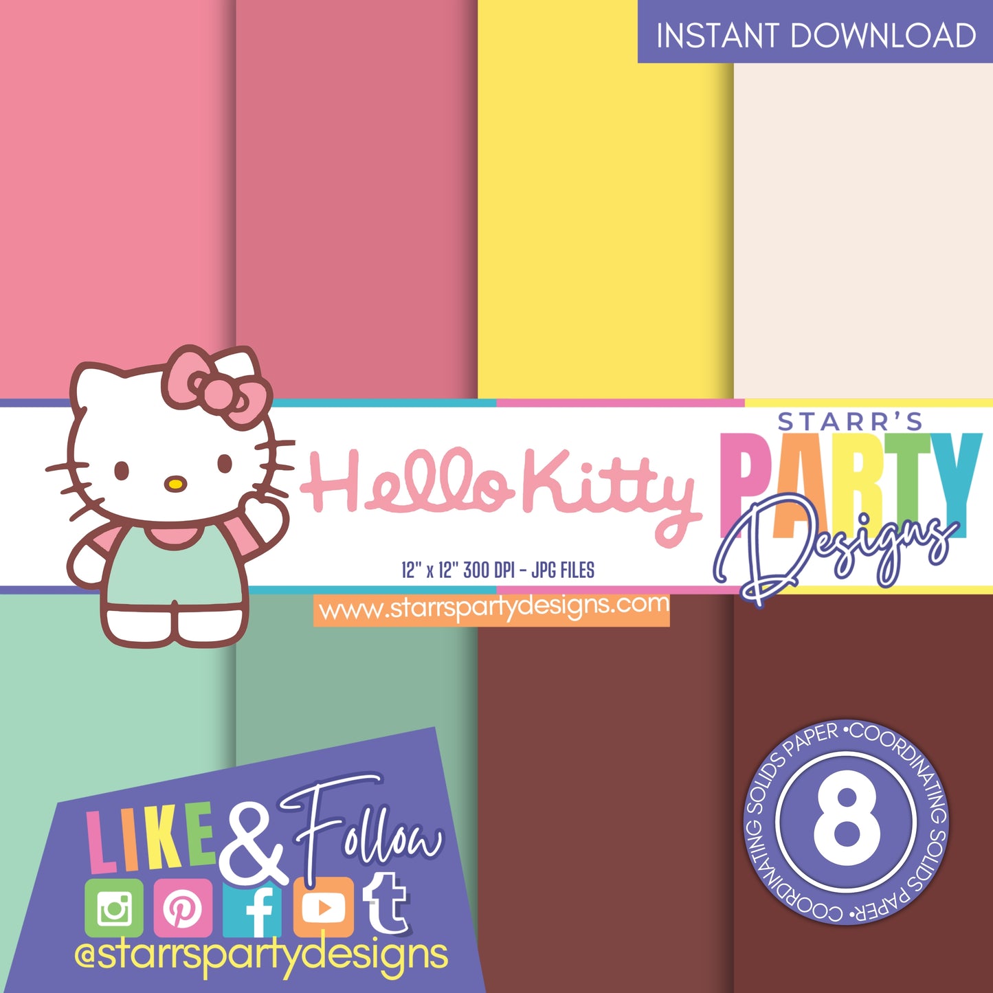 PAQUETE DE PAPEL SÓLIDO PASTEL HELLO KITTY