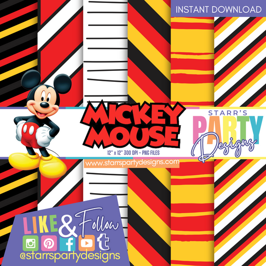 PAQUETE DE PAPEL ROJO RAYAS DE MICKEY MOUSE