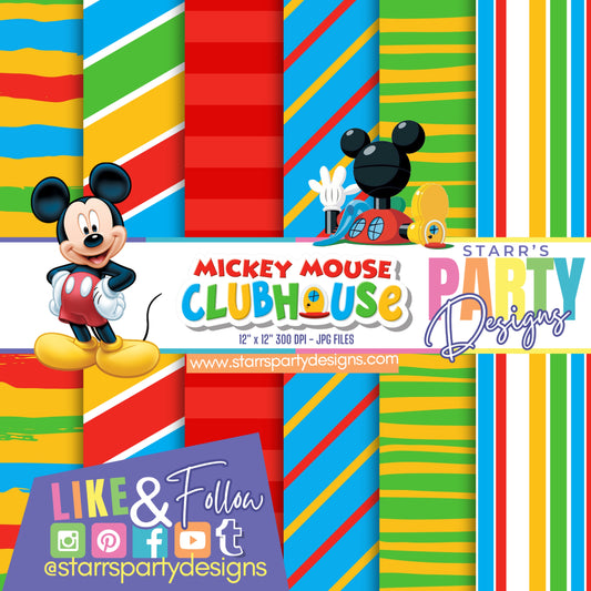 PAQUETE DE PAPEL DE RAYAS DE LA CASA DE MICKEY