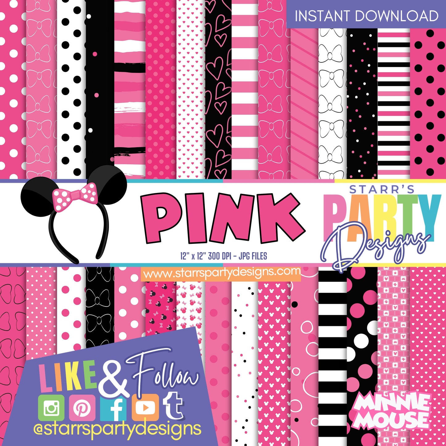 PAQUETE DE PAPEL DE MINNIE MOUSE ROSA