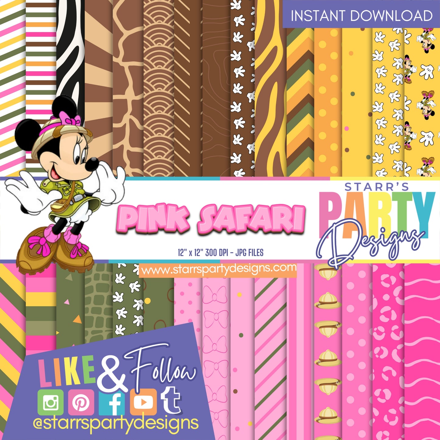 PINK SAFARI MINNIE PAPER PACK 2