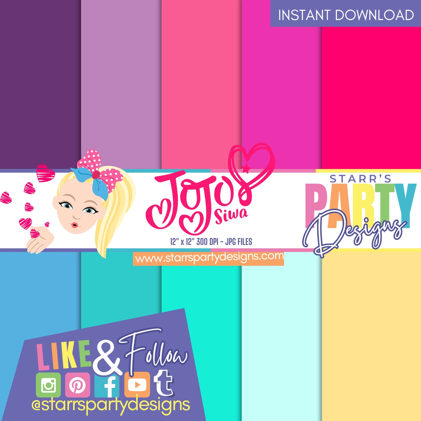 PAQUETE DE PAPEL SÓLIDO JOJO SIWA ESTILO 1