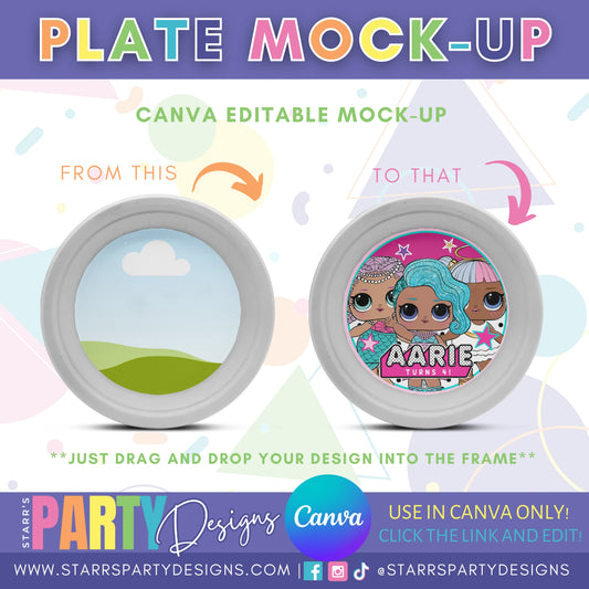 MAQUETA DE INSERTO REDONDO DE PLATO DE PAPEL PARA CANVA