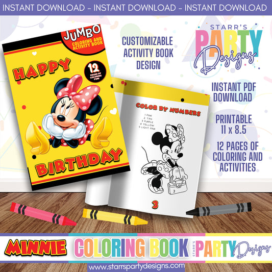 COLORING ACTIVITY BOOK (DESIGN ONLY) | RED MINNIE'S BIRTHDAY