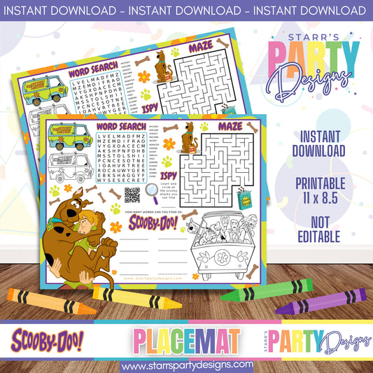 PLACEMAT ACTIVITY SHEET | SCOOBY DOO A1