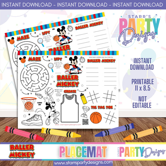 HOJA DE ACTIVIDADES CON MANTELES INDIVIDUALES | CASA DE LA DIVERSIÓN DE MICKEY MOUSE A1