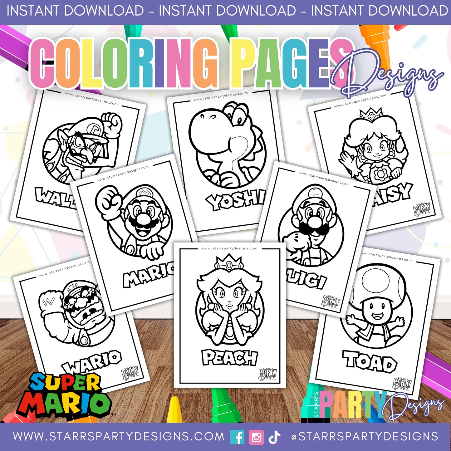 SUPER MARIO AND THE GANG COLORING PAGES