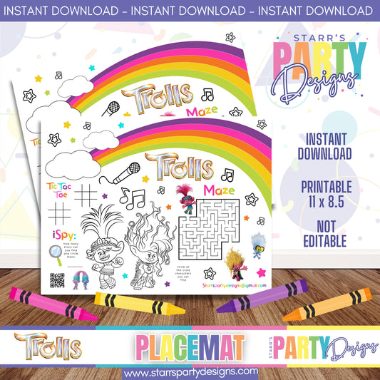 PLACEMAT ACTIVITY SHEET | TROLLS A2