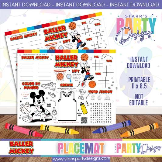 HOJA DE ACTIVIDADES CON MANTELES INDIVIDUALES | CASA DE LA DIVERSIÓN DE MICKEY MOUSE A1